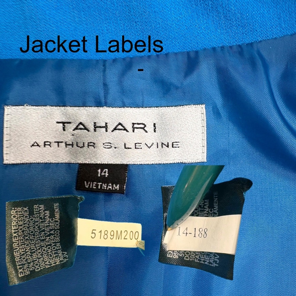 Tahari ASL Skirt Suit Women 14 Blue Shawl Collar Blazer Pencil Skirt Lined Set - Picture 6 of 14